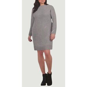 Dalia Women's L Gray Knit Sweater Mini Dress Wool Blend  M0702